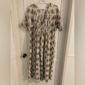 Free People Cream and Brown Maxi Dress